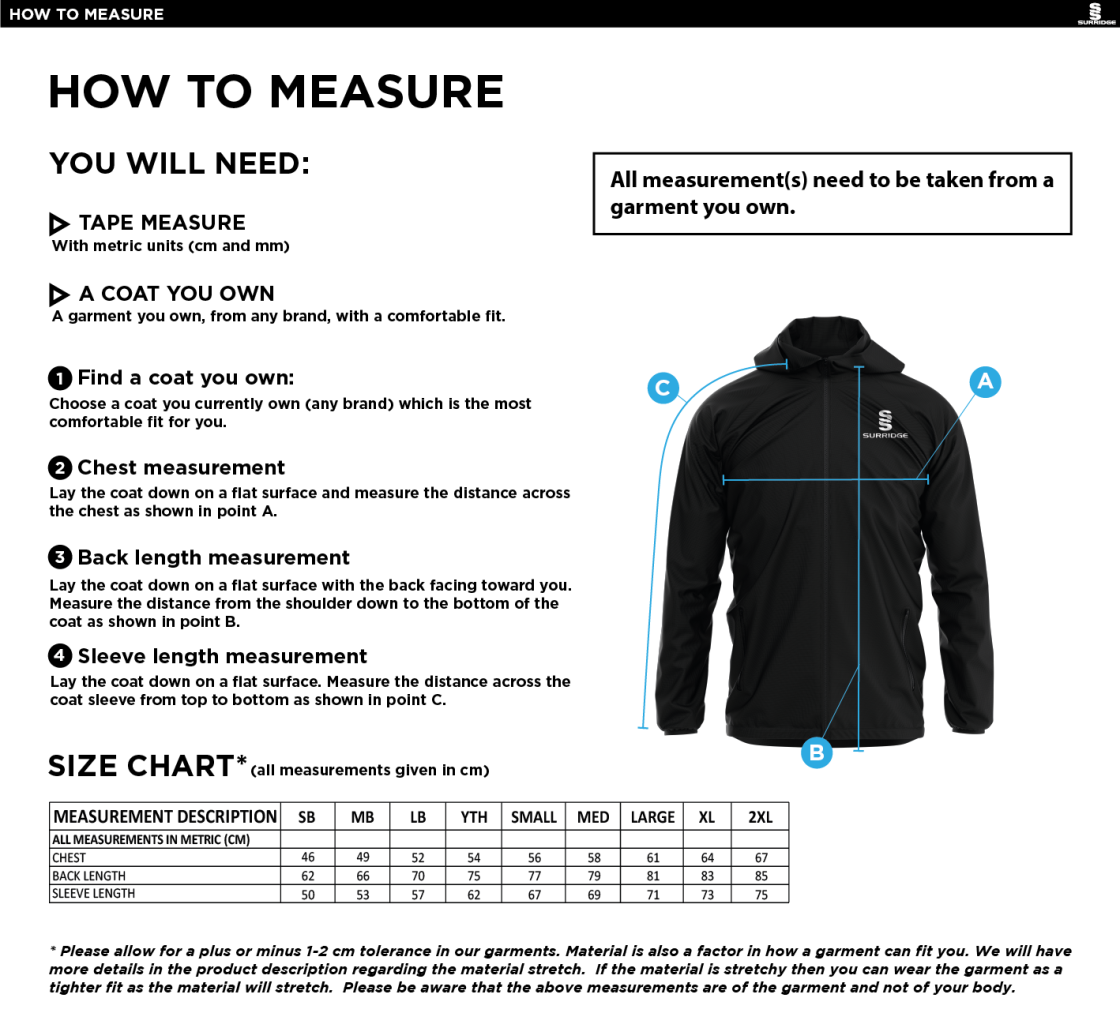 KINGSCLERE CC Dual Elite 1/4 Zip Hoody / Rain Jacket : Navy - Size Guide