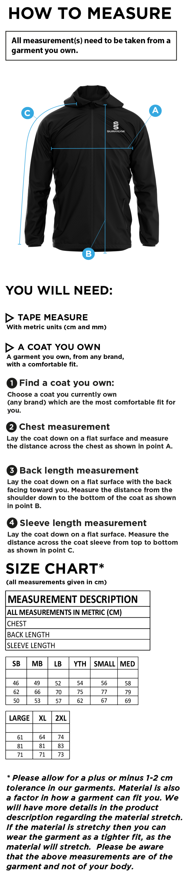 KINGSCLERE CC Dual Elite 1/4 Zip Hoody / Rain Jacket : Navy - Size Guide